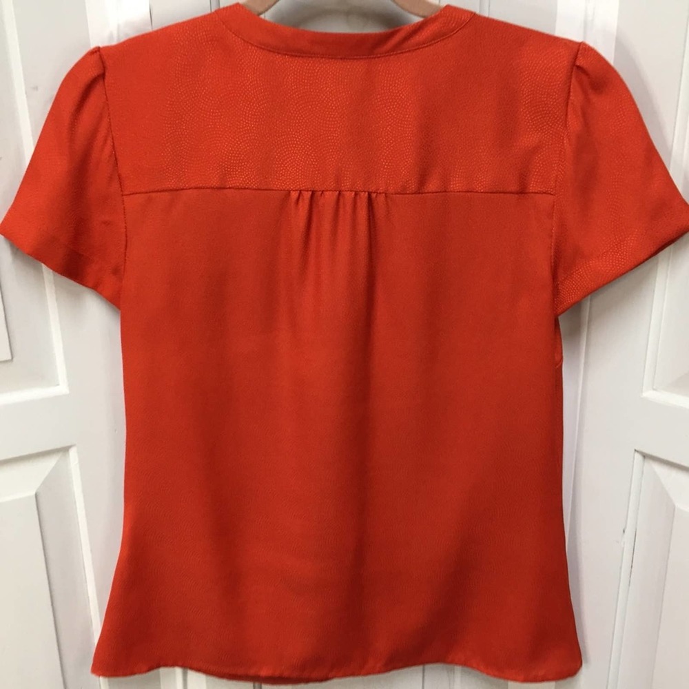 LOFT Orange Button Down Blouse w/ Ruffle Detail - Picture 13 of 16